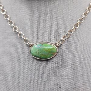 Sonoran Gold Turquoise On Handmade Chain Sterling Silver